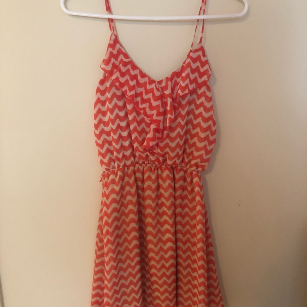 Orange chevron above knee length dress